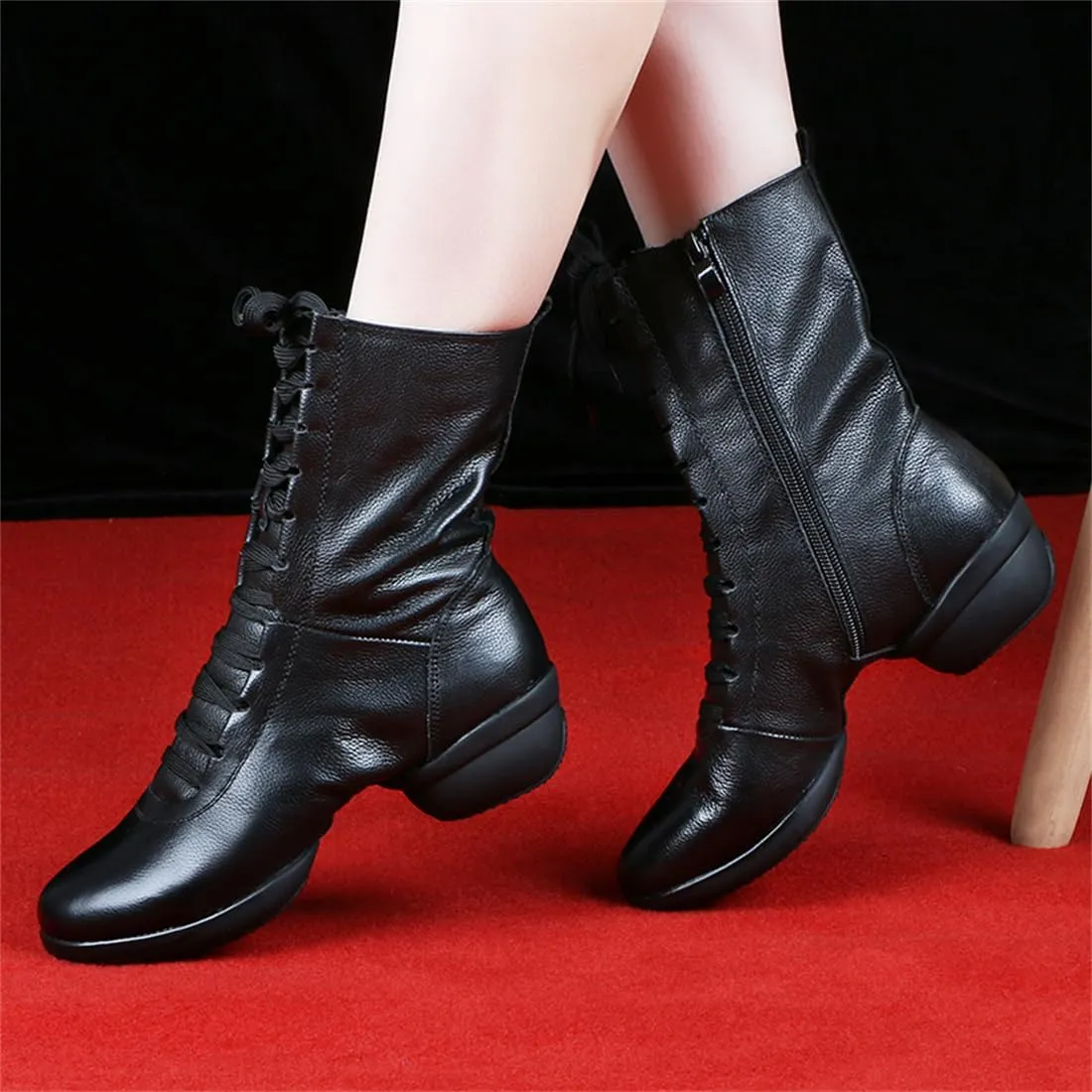 Women's Jazz Shoes Lace-Up Dancing Sneakers Breathable Casual Ladies Split Sole Walking Dance Shoes