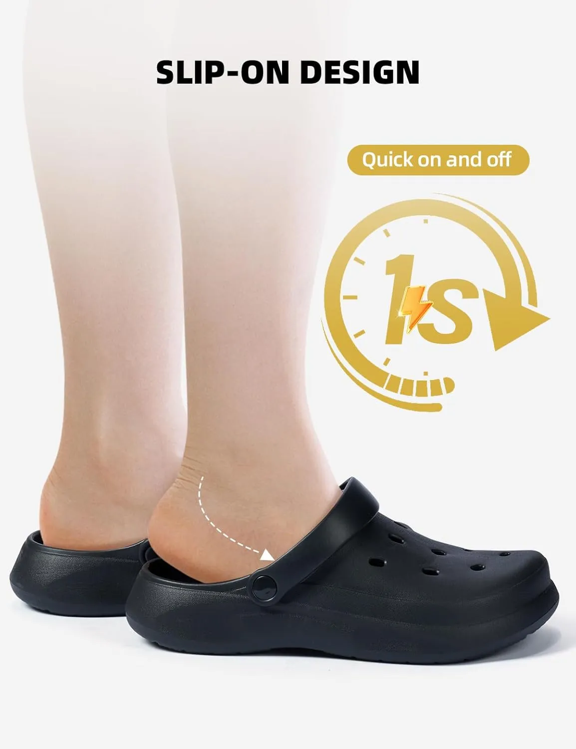 Womens Mens Garden Clogs with Arch Support Slip-On Work Shoes, Quick-Dry Water Sandals, Casual Comfortable Slippers