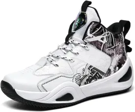 Womens Mens High-Top Basketball Shoes Breathable Lightweight Fashion Graffiti Athletic Sneakers Unisex Non Slip Outdoor Cushioning Training Sport Shoes