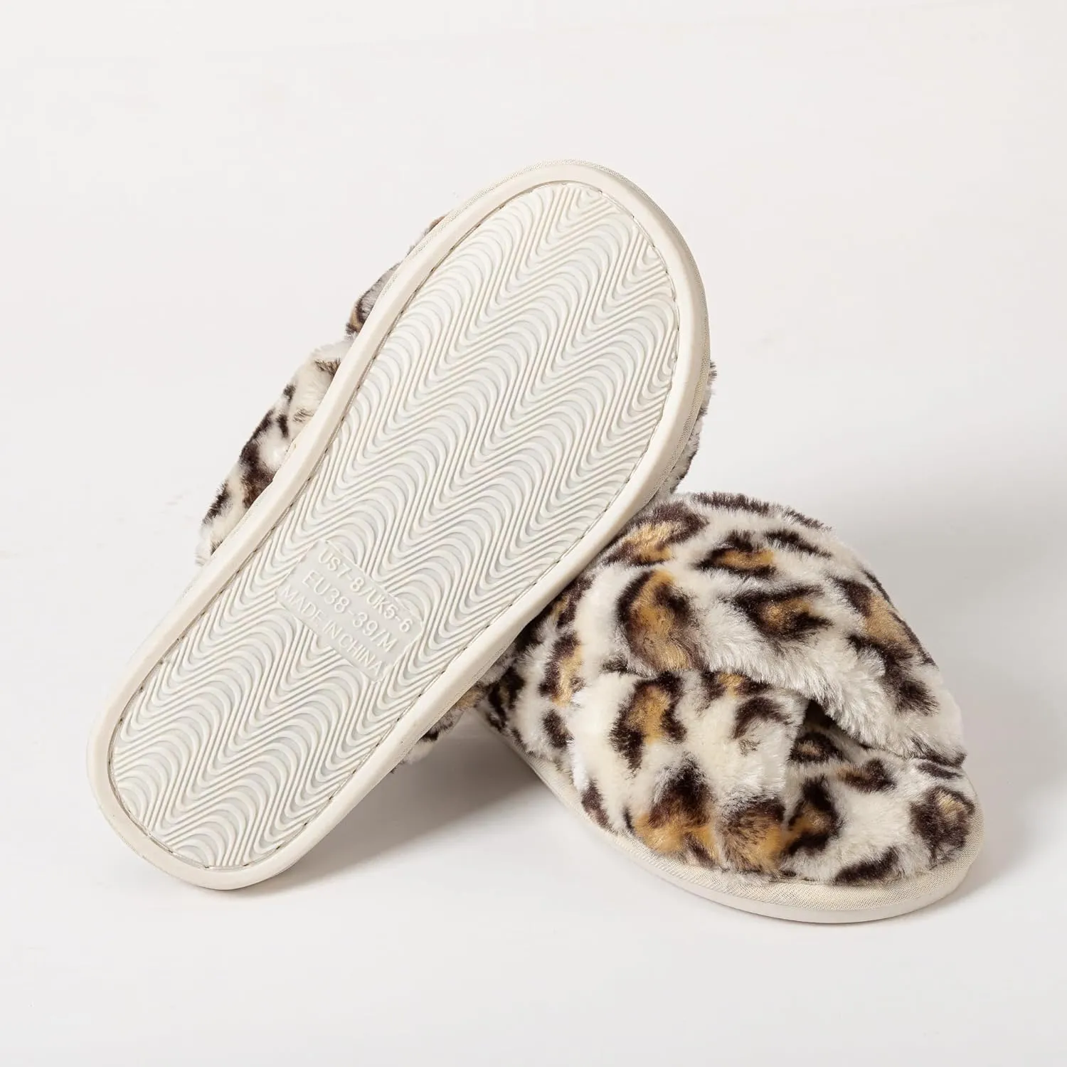 Women's Slipper Memory Foam Cross Band Fuzzy Slippers Open Toe Cozy House Slippers Cozy Plush Bedroom Indoor Outdoor