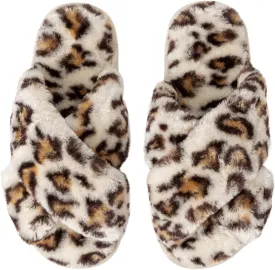 Women's Slipper Memory Foam Cross Band Fuzzy Slippers Open Toe Cozy House Slippers Cozy Plush Bedroom Indoor Outdoor