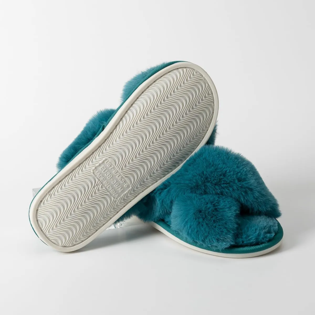 Women's Slipper Memory Foam Cross Band Fuzzy Slippers Open Toe Cozy House Slippers Cozy Plush Bedroom Indoor Outdoor