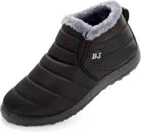 Womens Snow Boots Winter Warm Booties Fur Lined Anti-Slip Ankle Boots Outdoor Slip On Waterproof Booties Comfortable Warm Shoes